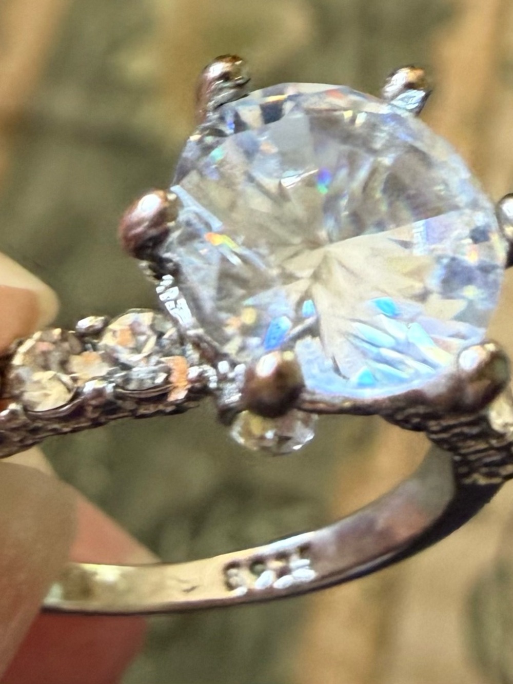 Sterling Silver Cubic Zirconia Solitaire Ring Size 9 - Picture 5 of 8